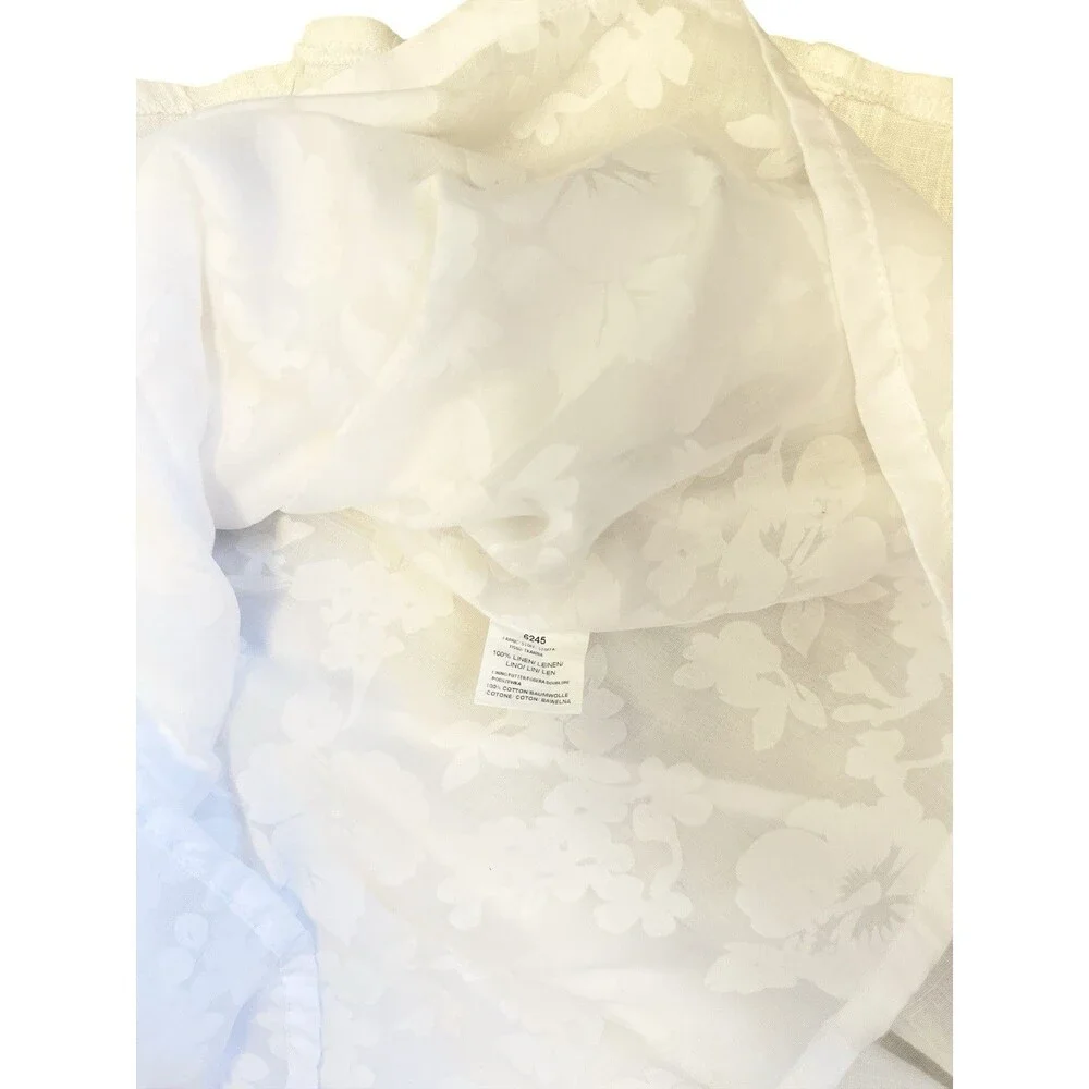 Yuvita White Linen Sleeveless Pleated Short Midi Dress Flowy Coastal Summer 6 - Picture 5 of 7